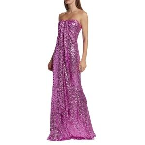 Badgley Mischka Sequin Floor-Length Strapless Gown